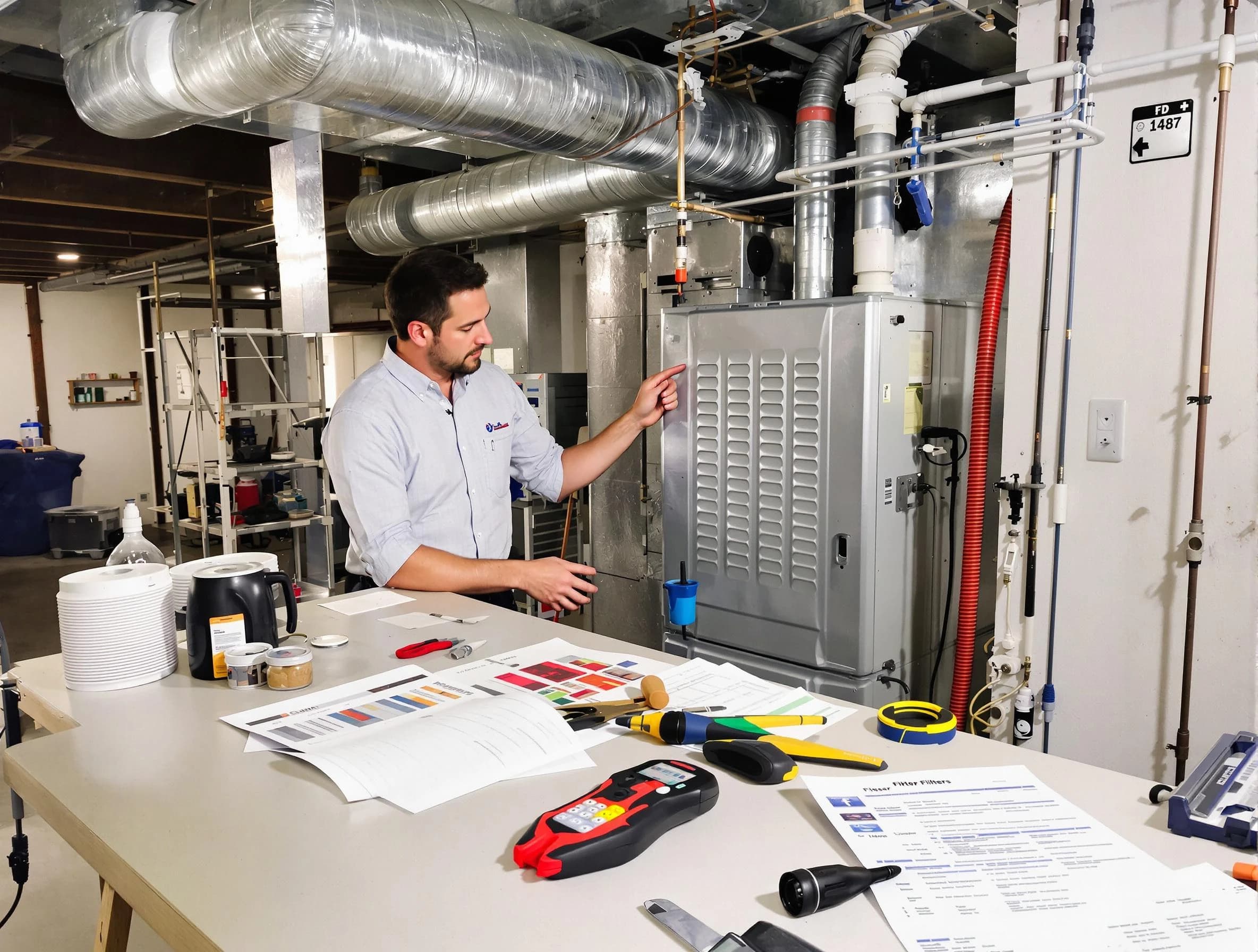 Center Point Air Duct Cleaning inspector conducting detailed filter system evaluation using professional diagnostic tools in Center Point