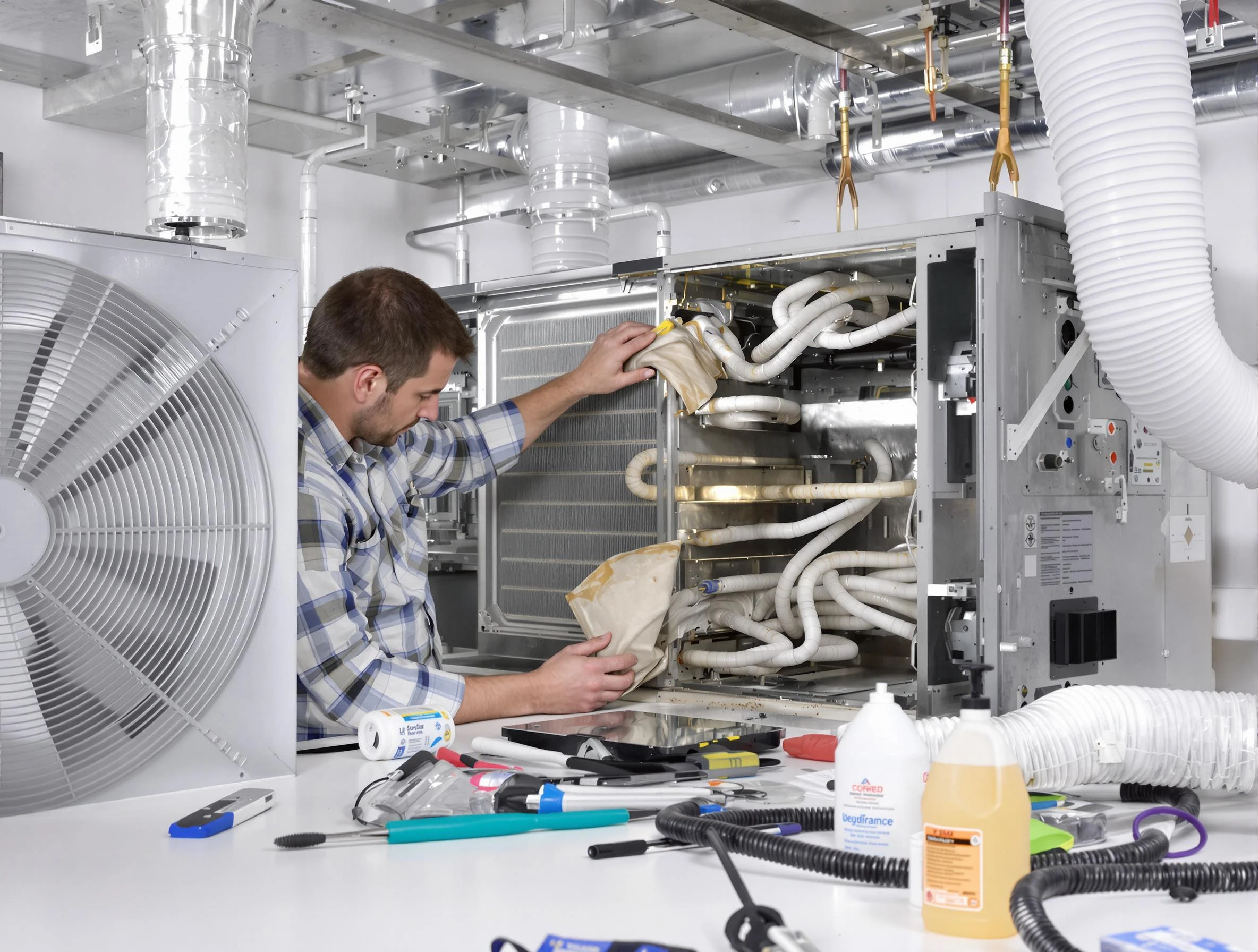 Center Point Air Duct Cleaning specialist performing precision AC coil cleaning in Center Point