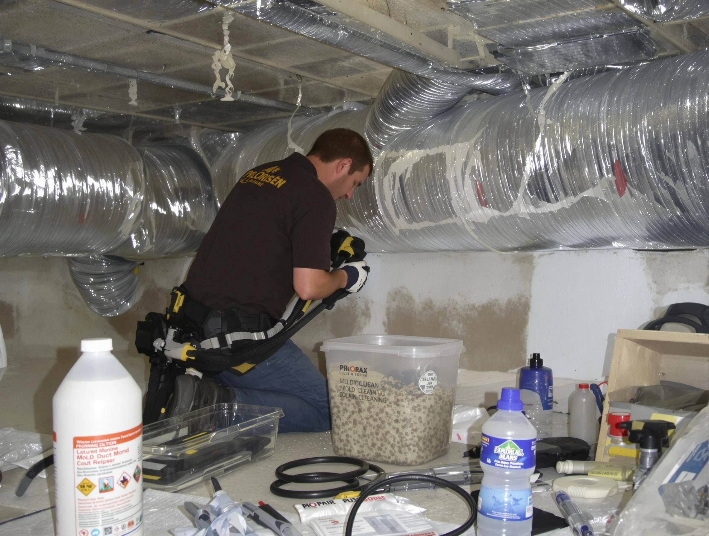 Center Point Air Duct Cleaning specialist performing professional mold removal from air ducts in Center Point