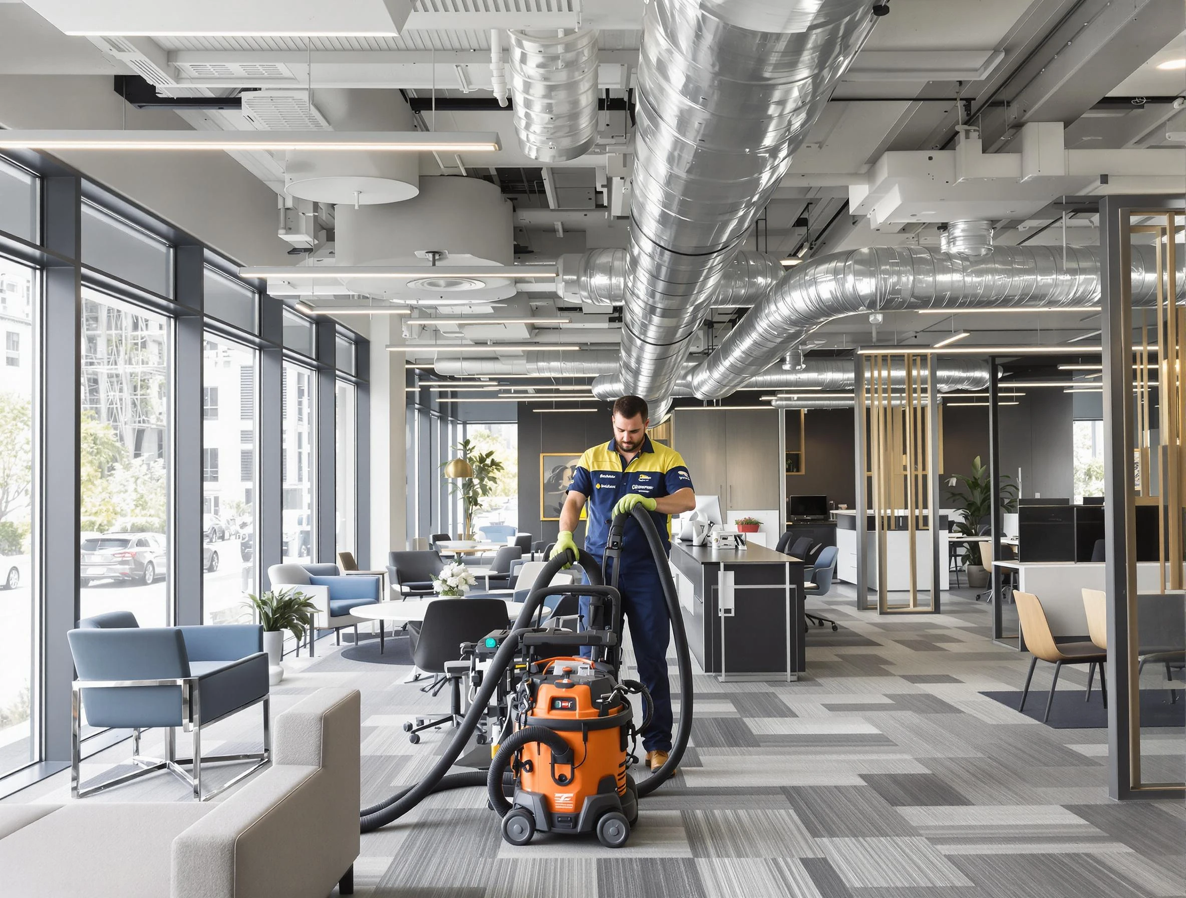 Center Point Air Duct Cleaning team performing thorough commercial duct cleaning at a Center Point business center